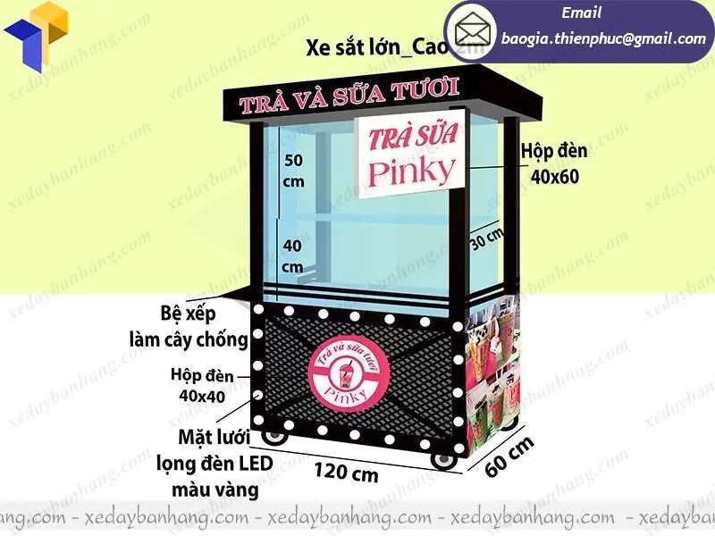 thiết kế tủ bán trà sữa