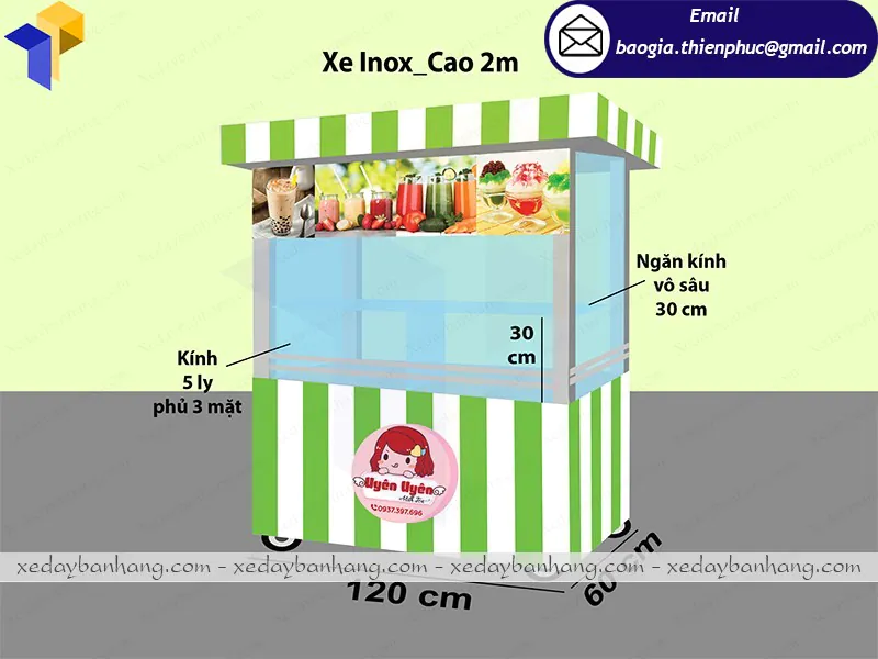 xe inox bán trà sữa