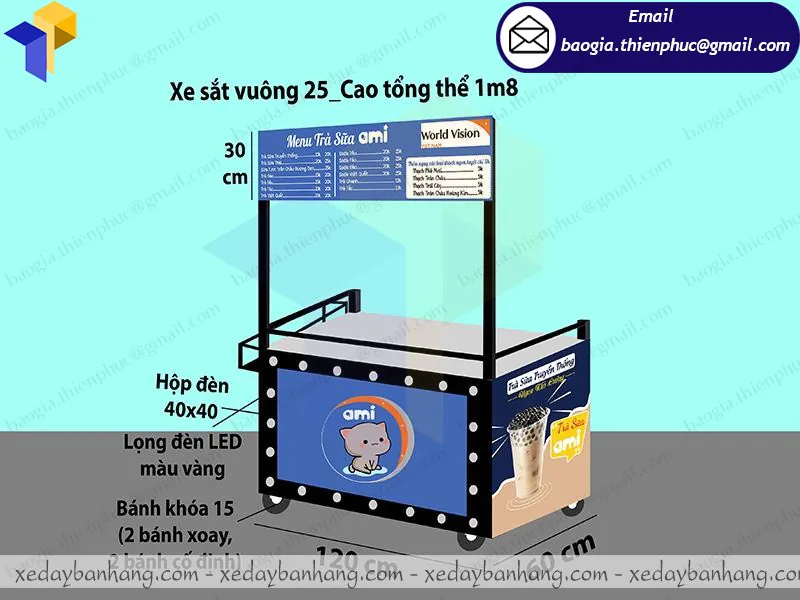 quầy sắt bán trà sữa
