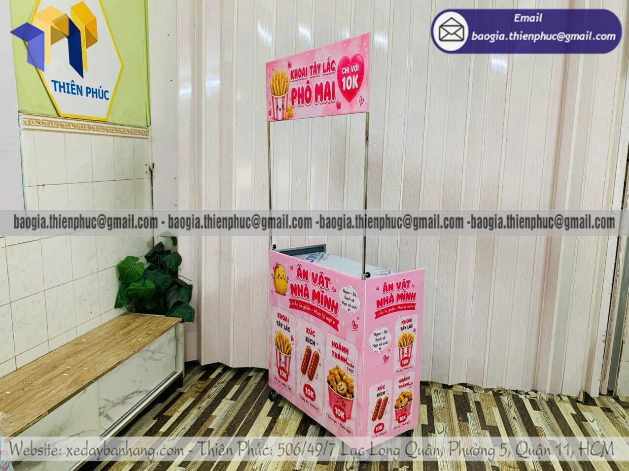 Báo giá xe xếp bán món ăn vặt di động hàng rong theo kích thước quán ăn quầy ăn nhỏ