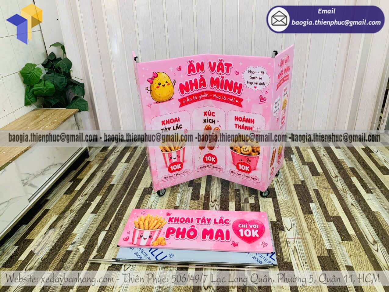 Báo giá xe xếp bán món ăn vặt di động hàng rong cho người bán cần xe gọn nhẹ