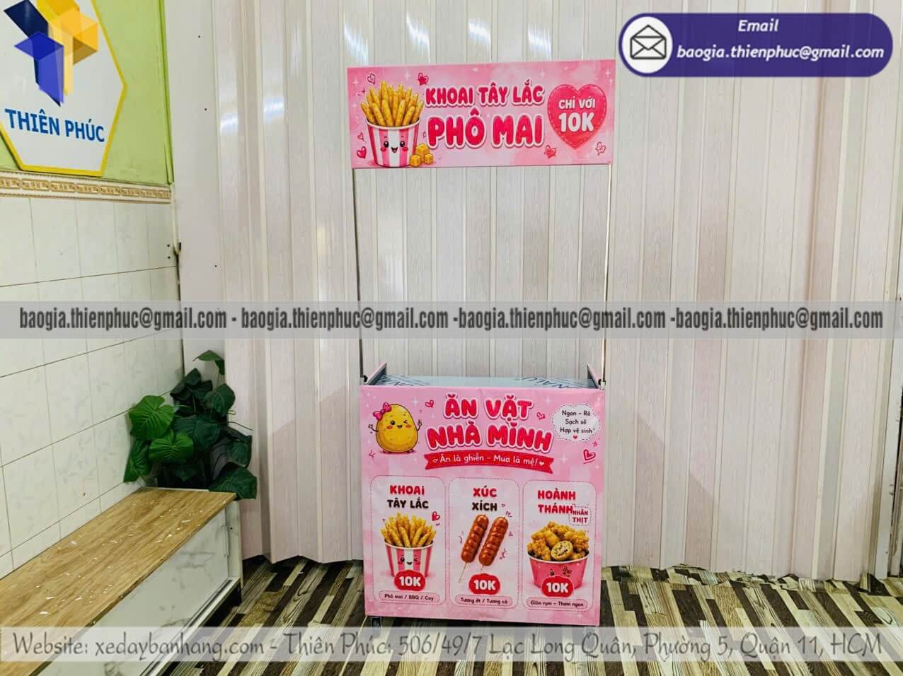 Báo giá xe xếp bán món ăn vặt di động hàng rong Báo giá xe xếp bán món ăn vặt di động hàng rong