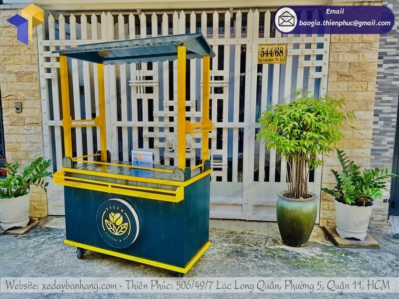 báo giá xe bán cà phê bằng gỗ