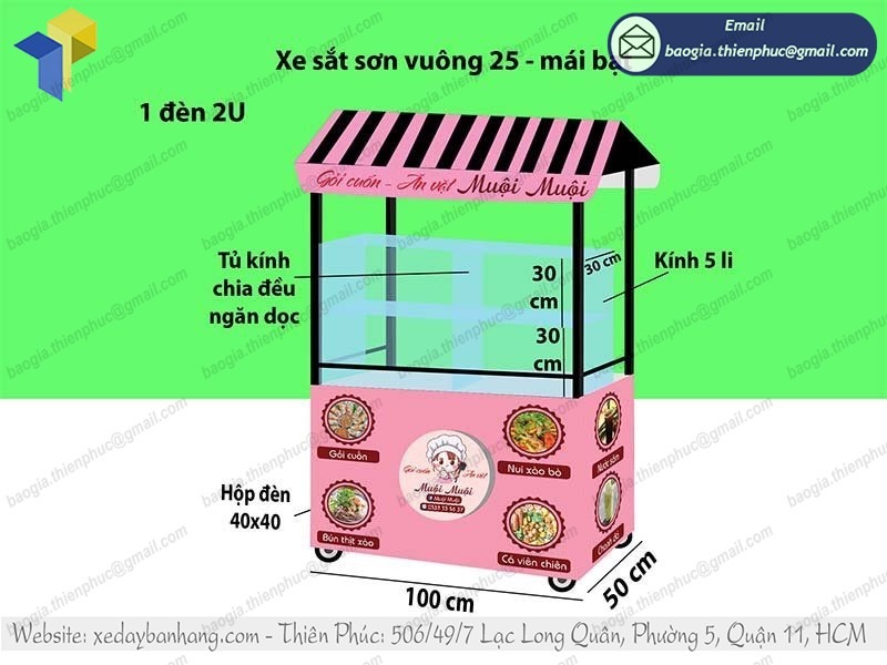 báo giá xe bán cá viên chiên inox