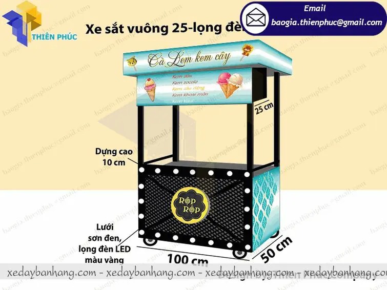 báo giá xe bán kem bơ bằng sắt