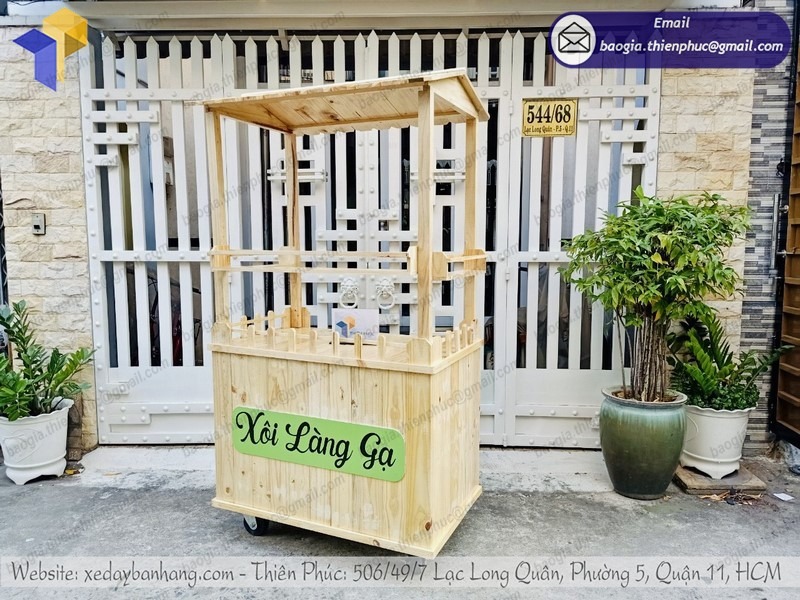 báo giá xe bán xôi bánh mì bằng gỗ
