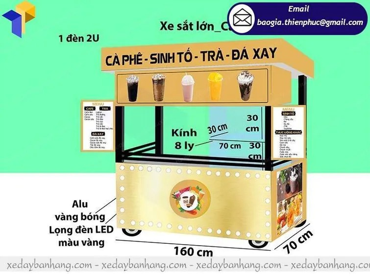 báo giá xe cà phê inox đẹp