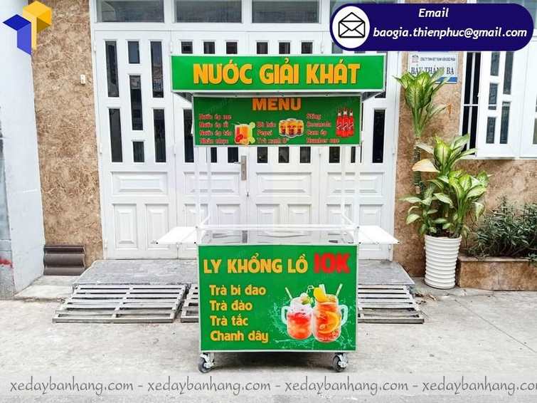 xe đẩy bán nước bằng inox