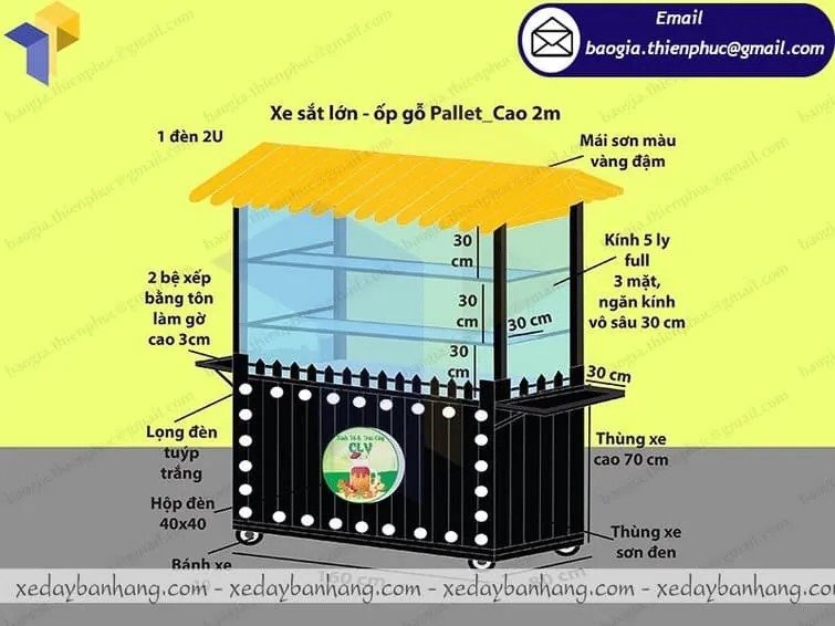 báo giá xe đẩy bán nước ép hoa quả