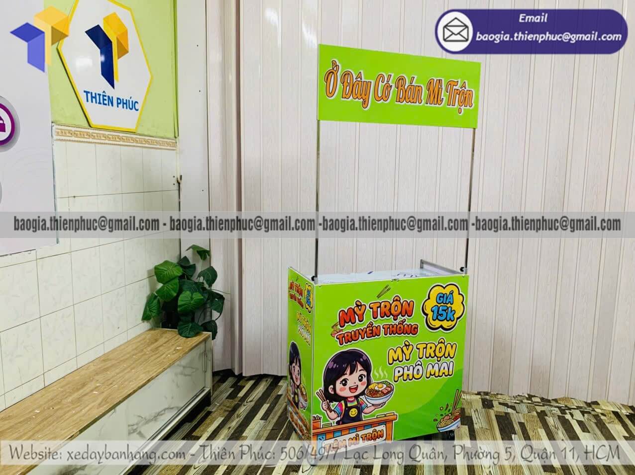 Báo giá xe xếp bán mì trộn lắp ráp hàng rong giá rẻ phục vụ bán mang đi mỗi ngày
