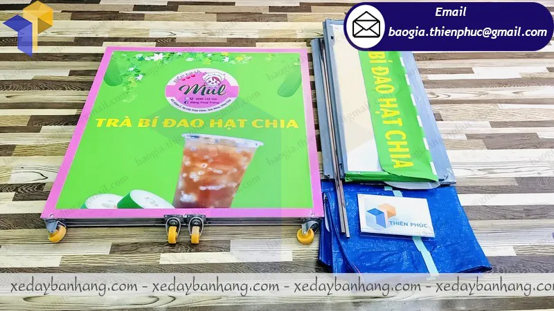 booth bán trà bí đao hạt chia lắp ráp đẹp