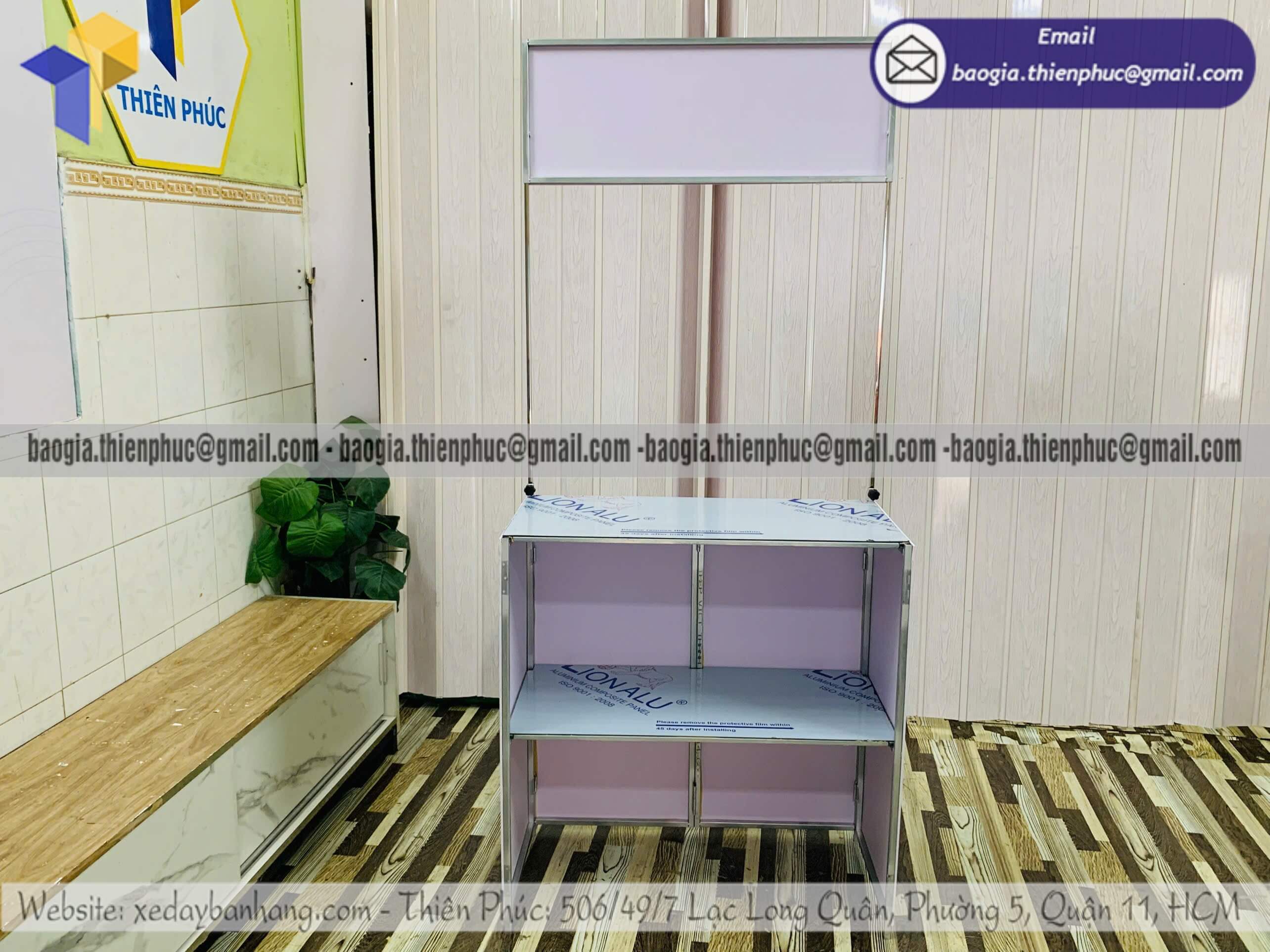 Booth quảng cáo di động tại event cho PG sampling đặt xưởng Thiên Phúc gia công nhanh chóng