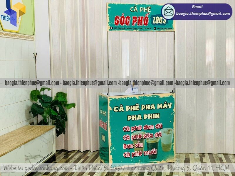 Booth sắt gấp gọn quảng cáo sản phẩm lưu động cho cửa hàng đồ ăn nhanh