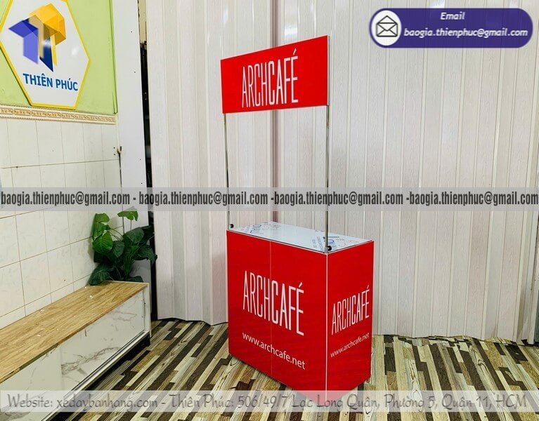 Booth sắt gấp gọn tiếp thị mẫu dùng thử ngoài trời cho PG cần chạy đi show liên tục