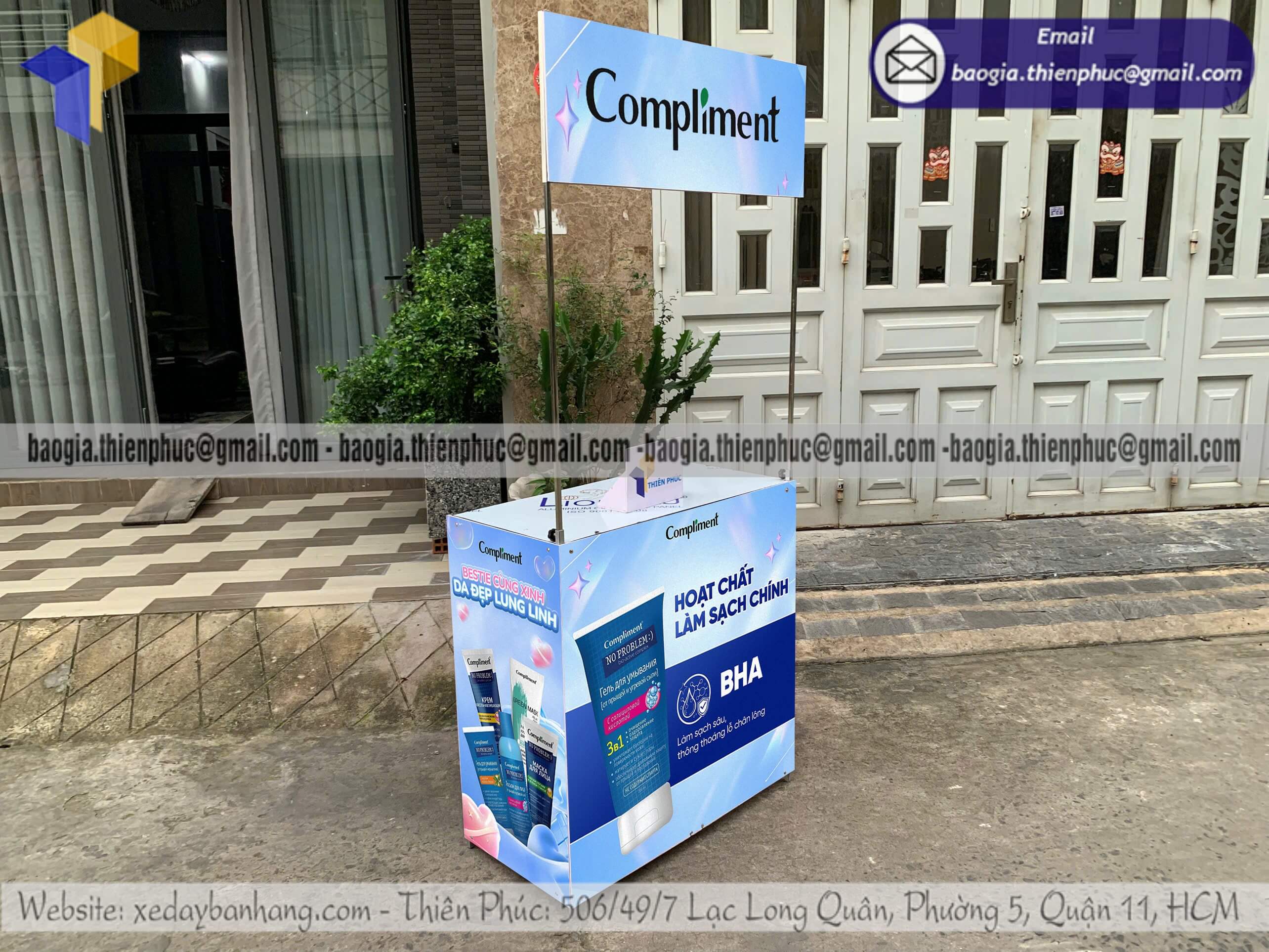 Booth sắt sampling dùng thử sản phẩm tại chỗ chắc dùng lâu cho doanh nghiệp