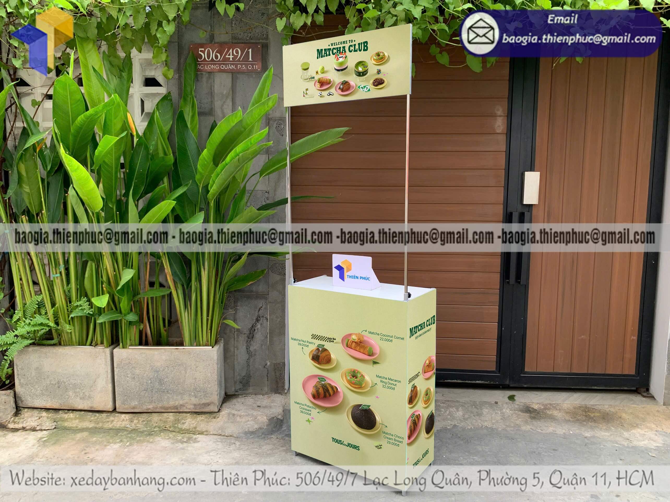 Booth sắt sampling mini quảng cáo ngoài trời event tháo lắp dành cho đội ngũ marketing