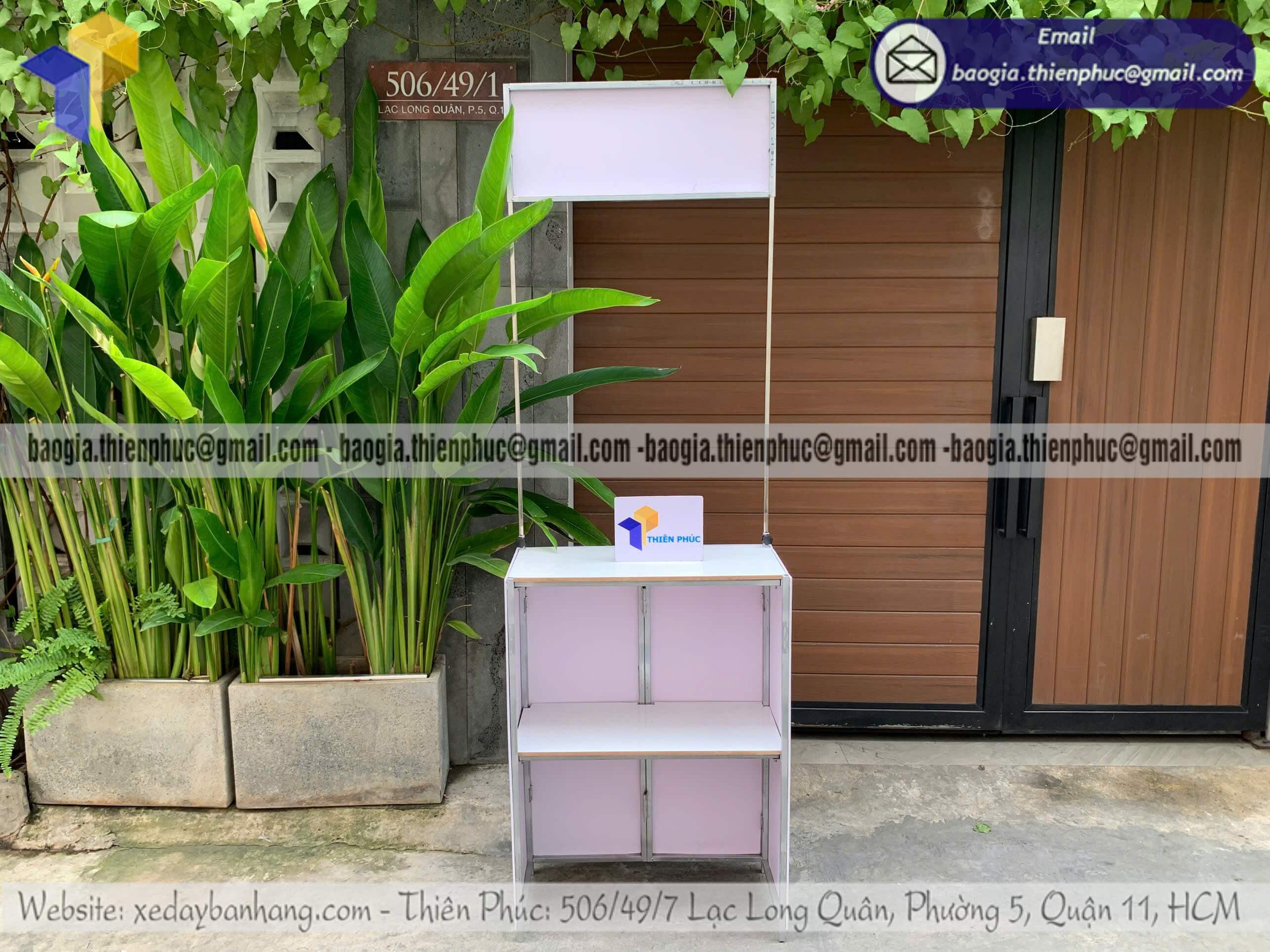 Booth sắt sampling mini quảng cáo ngoài trời event giao nhanh phục vụ chạy chương trình