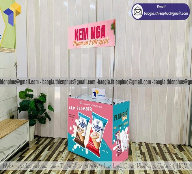 Booth sắt tiếp thị cho PG đứng quảng cáo mẫu mới sampling khai trương cực chất