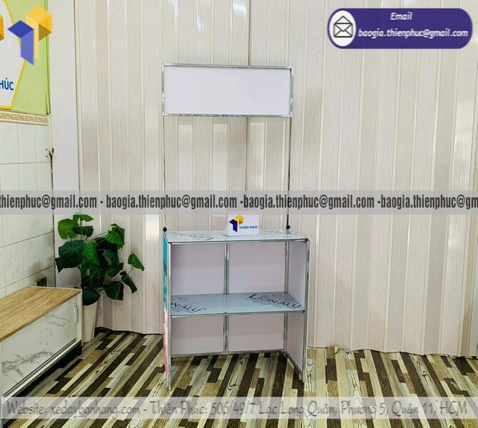Booth sắt tiếp thị cho PG đứng quảng cáo mẫu mới marketing thương hiệu cực mạnh