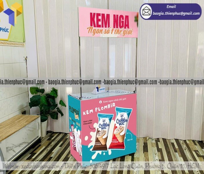Booth sắt tiếp thị cho PG đứng quảng cáo mẫu mới brand riêng đẹp xịn mịn