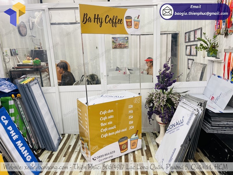 booth xếp gọn bán cafe di động đẹp