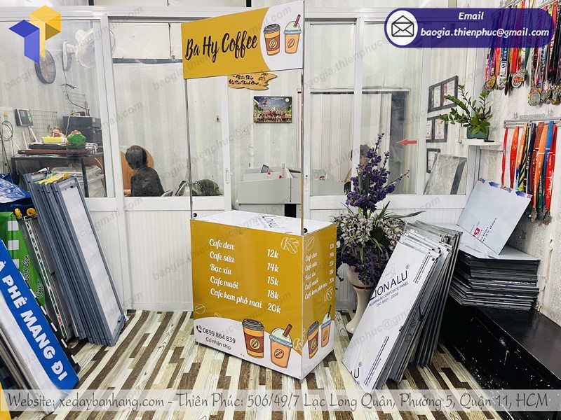 booth xếp gọn bán cafe di động uy tín