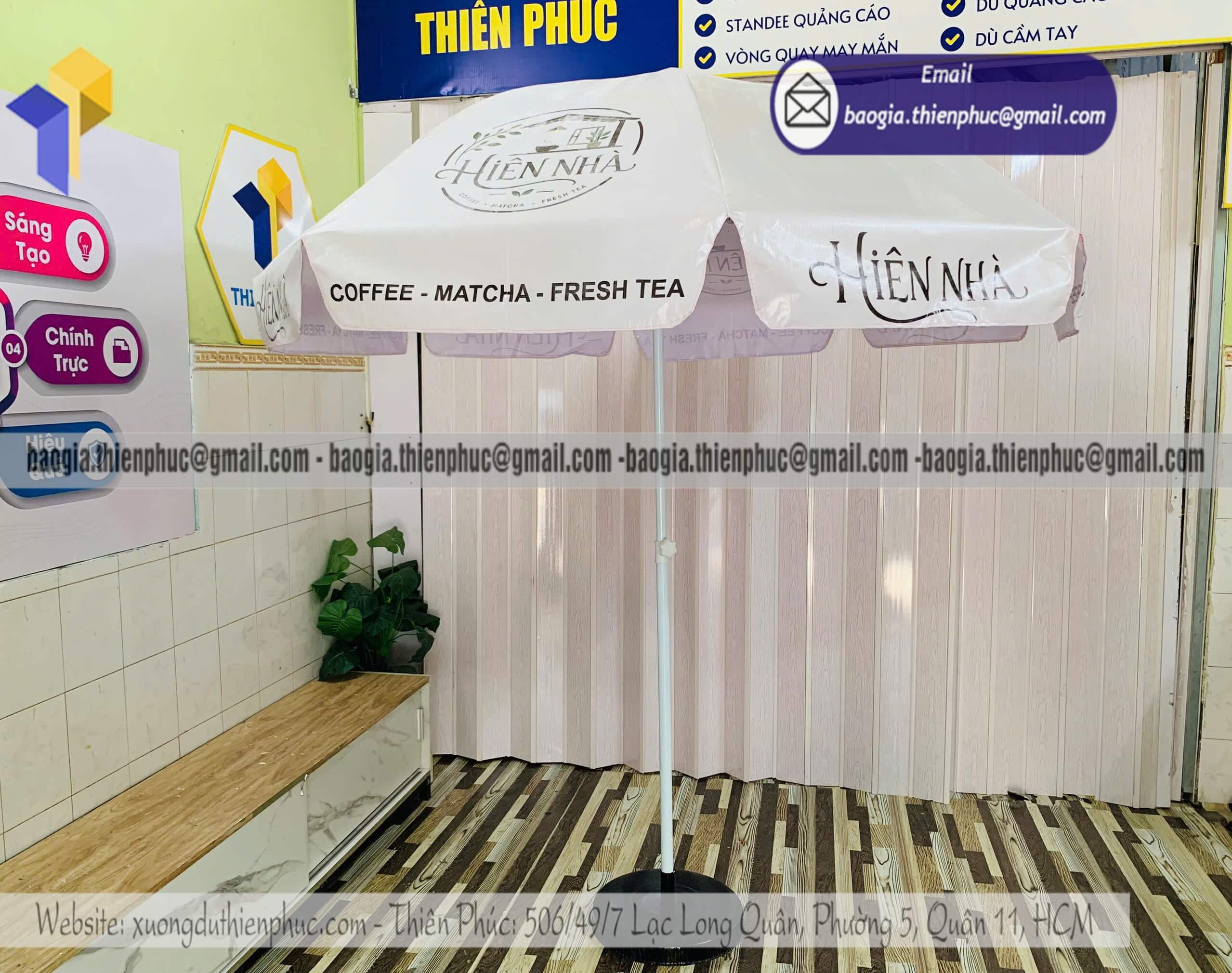 Cung cấp dù tròn quảng cáo in logo cho quán cafe khách sạn cần che phủ và quảng cáo