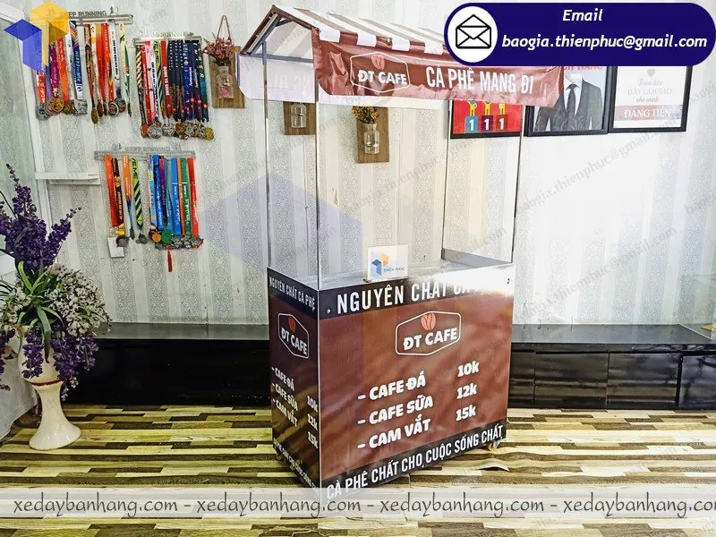 đặt làm booth gấp gọn bán cafe