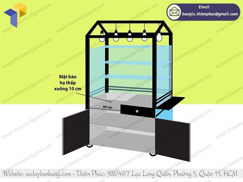 đặt làm tủ bán cá viên bằng inox