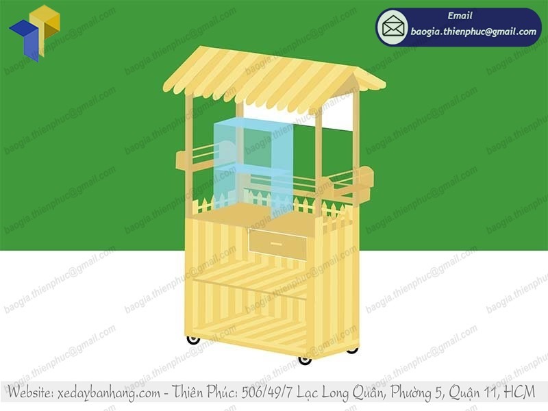 đặt làm tủ bán cá viên chiên bằng gỗ