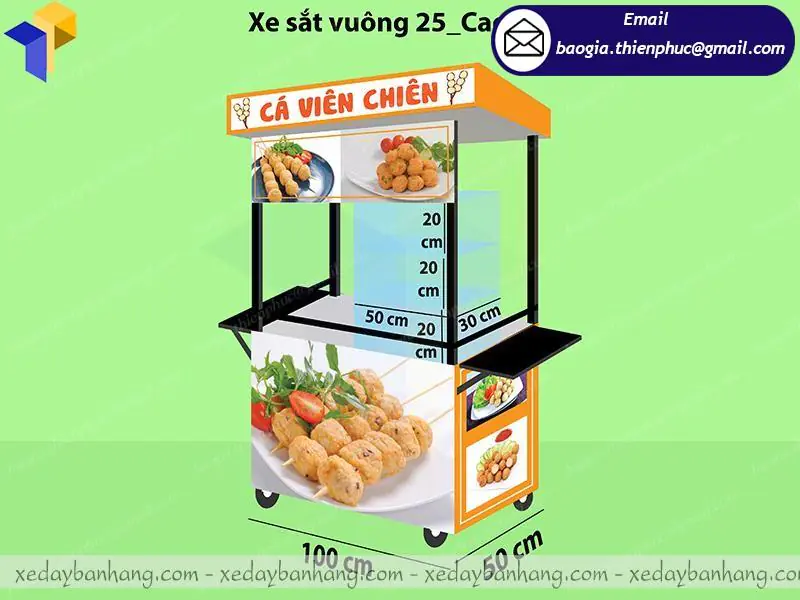 xe sắt bán cá viên chiên giá rẻ