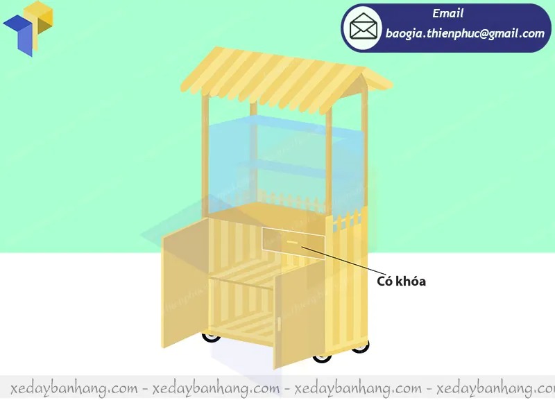 đặt làm xe bán bánh mì chay bằng gỗ