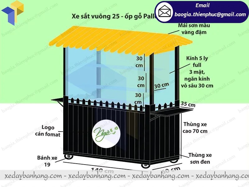 đặt làm xe bán cafe pha máy