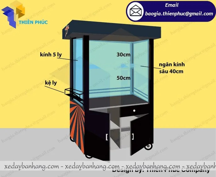 đặt làm xe bán cơm cuộn vỉa hè
