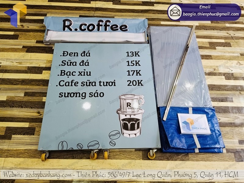 đặt làm xe cà phê mang đi xếp gọn