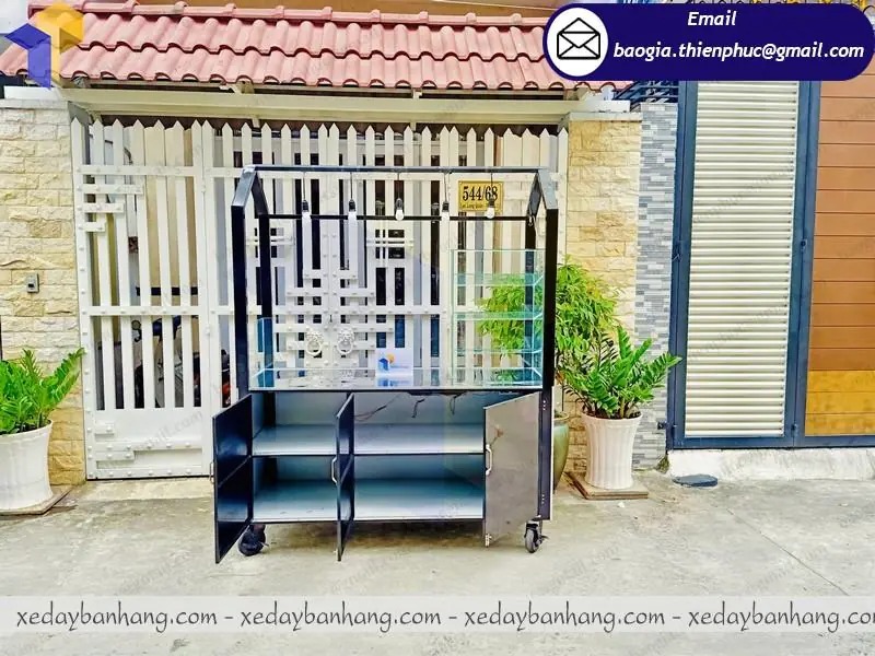 đặt làm xe cà phê pha máy inox