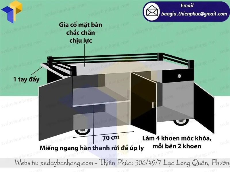 đặt làm xe cafe mang đi bằng sắt
