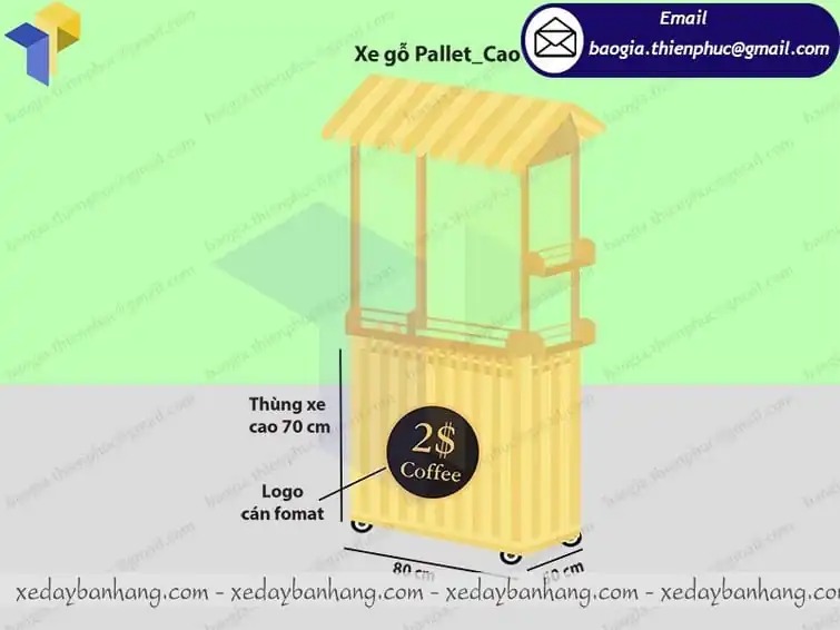 đặt làm xe cafe take away bằng gỗ
