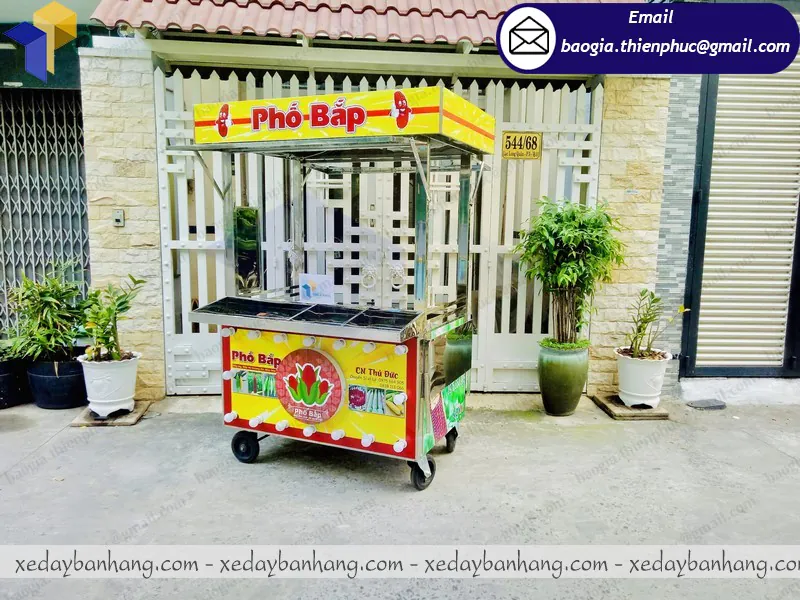 thiết kế xe đẩy bán bắp theo yêu cầu