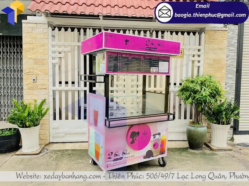đặt làm xe đẩy bán cafe bằng inox