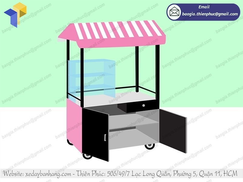 đặt làm xe đẩy inox bán cá viên chiên