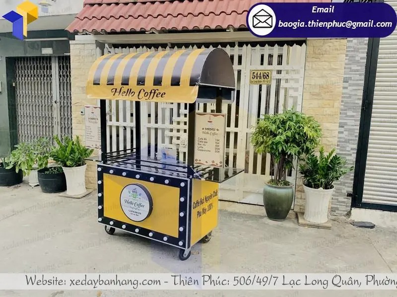 đặt làm xe đẩy inox bán cafe
