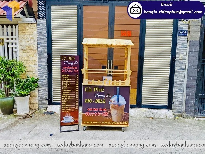 đặt làm xe gỗ bán cafe mang đi