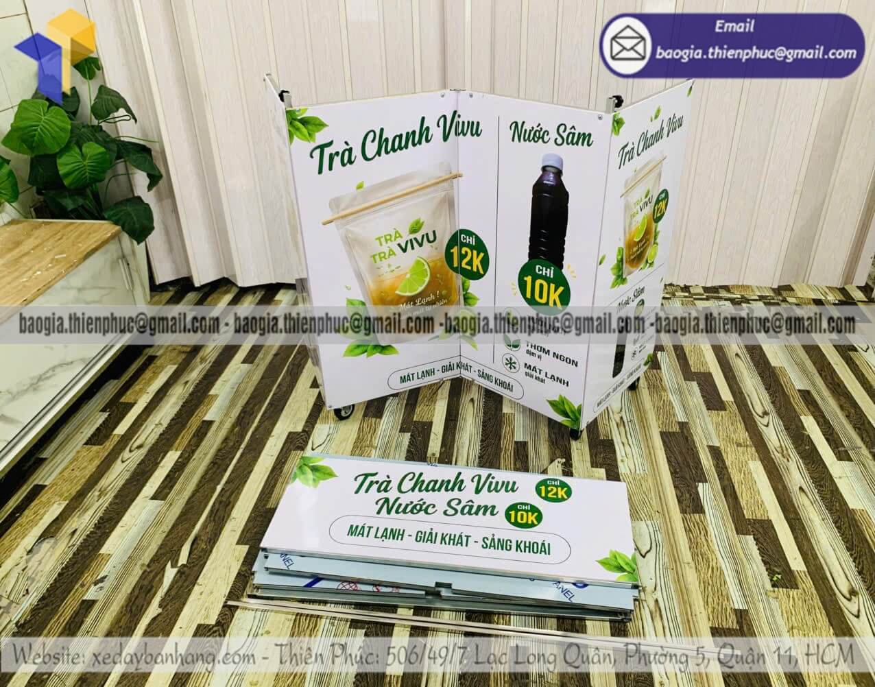 Đặt mẫu xe xếp bán trà chanh ngoài vỉa hè lắp ráp cho team kinh doanh đồ uống