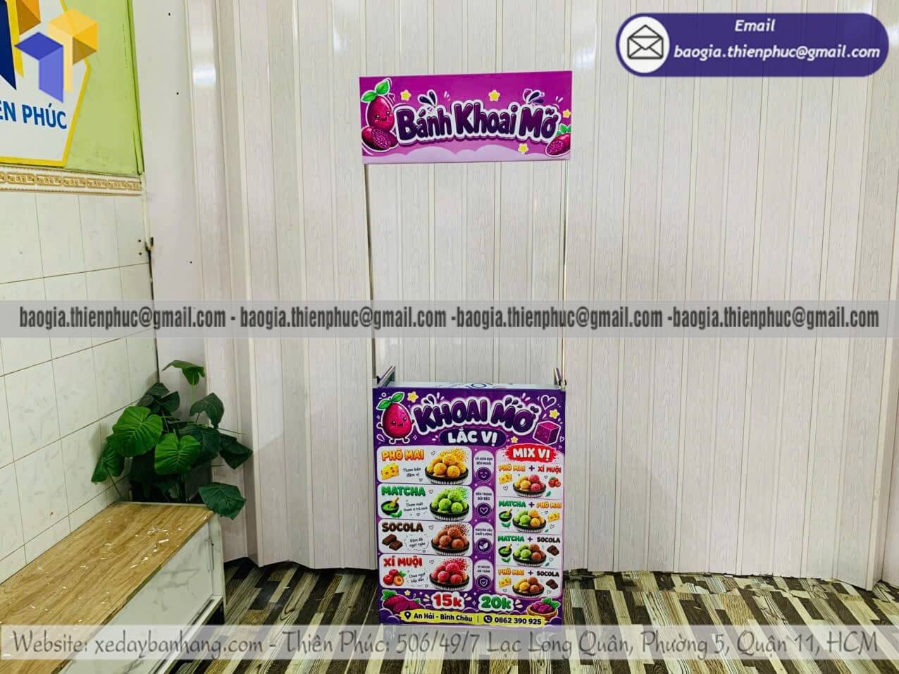 Đặt xe bạt bán bánh khoai mỡ chiên mini xếp gọn Đặt xe bạt bán bánh khoai mỡ chiên mini xếp gọn