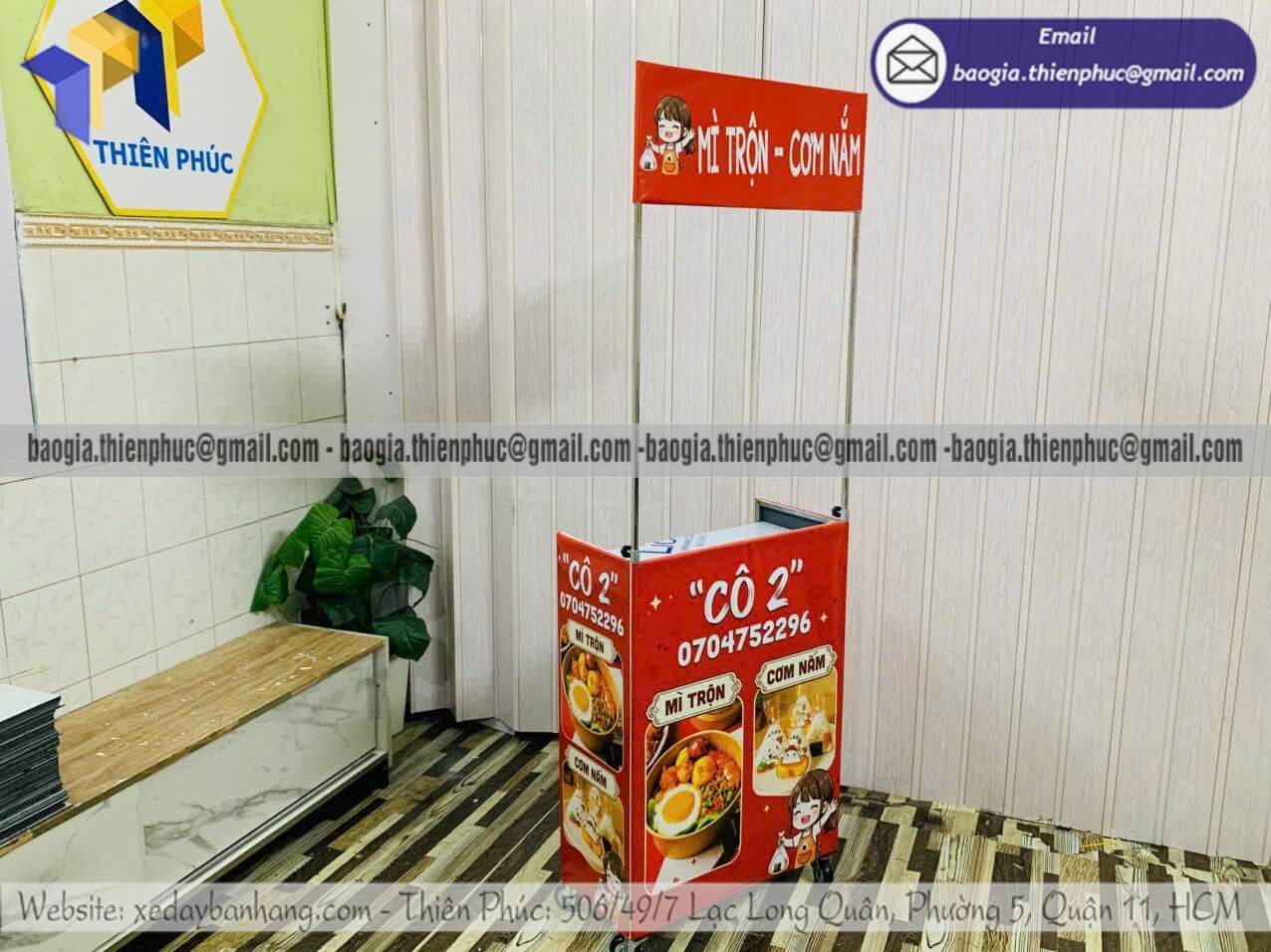Đặt xe lắp ráp bán cơm nắm mini xếp gọn bán rong cho quán ăn take away và cửa hàng