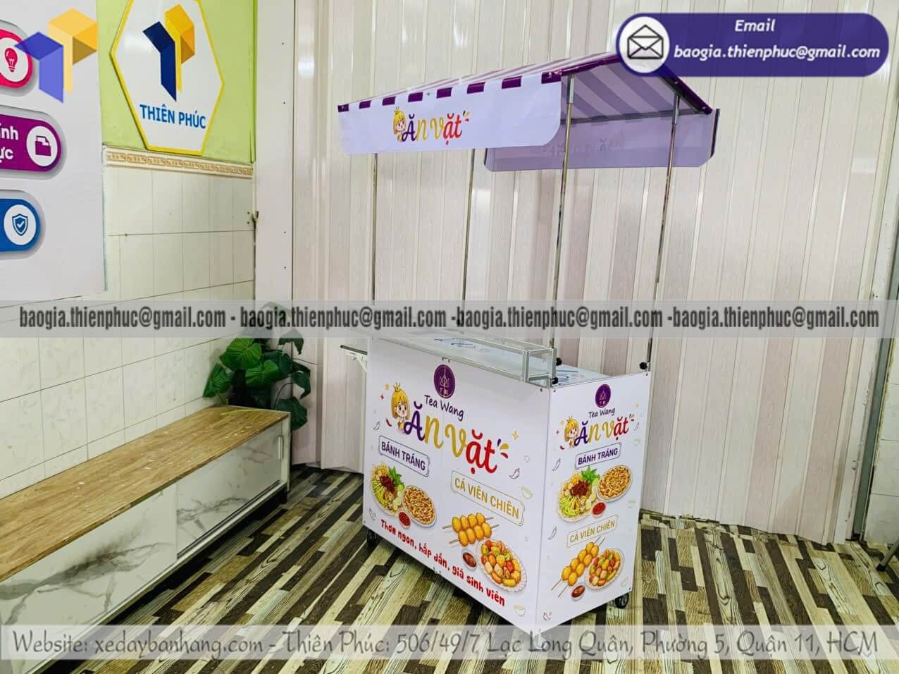 Đặt xe xếp bán đồ ăn vặt có mái che theo yêu cầu 700K đến 3 triệu đầu tư kinh doanh
