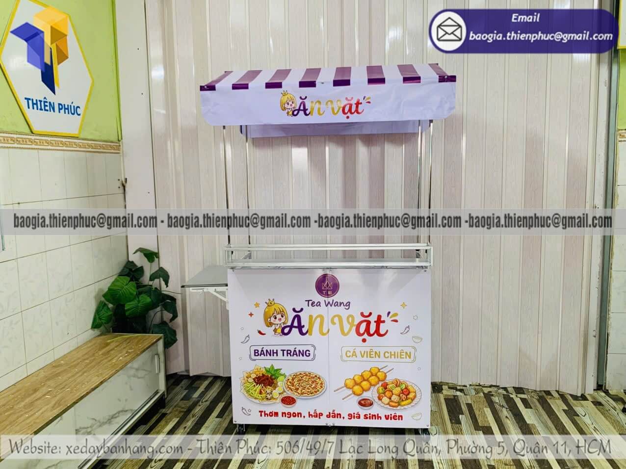 Đặt xe xếp bán đồ ăn vặt có mái che theo yêu cầu