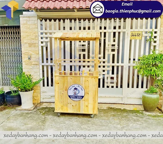 đóng xe gỗ bán trà sữa trân châu đẹp