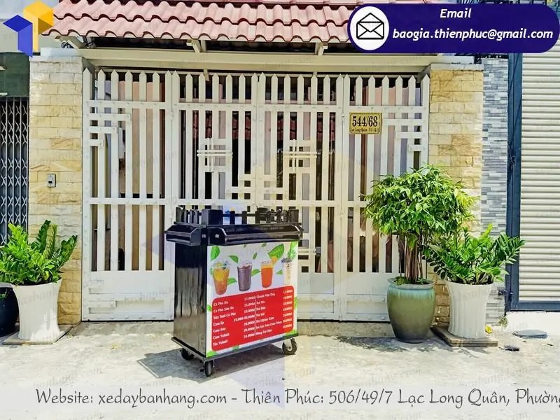 gia công quầy trà sữa di động
